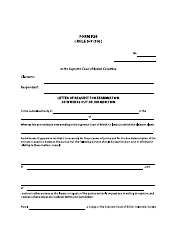 Form F28 Letter of Request for Examination of Witness out of Jurisdiction - British Columbia, Canada