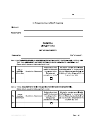 Form F20 List of Documents - British Columbia, Canada