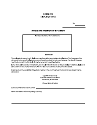 Form F13 Notice and Summary of Document - British Columbia, Canada