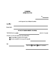 Document preview: Form F82 Notice of Abandonment of Appeal - British Columbia, Canada