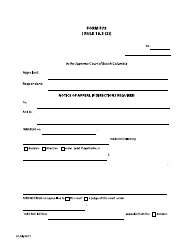 Document preview: Form F79 Notice of Appeal if Directions Required - British Columbia, Canada