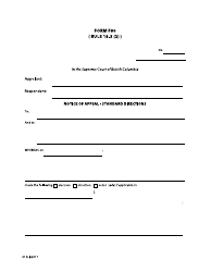 Form F80 Notice of Appeal &quot; Standard Directions - British Columbia, Canada