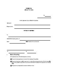 Form F75 Notice of Hearing - British Columbia, Canada