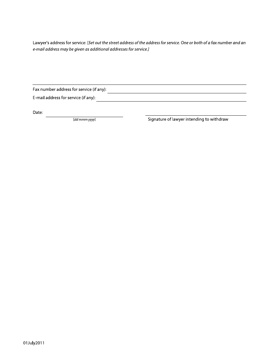Form F89 Notice of Intention to Withdraw as Lawyer - British Columbia, Canada, Page 2
