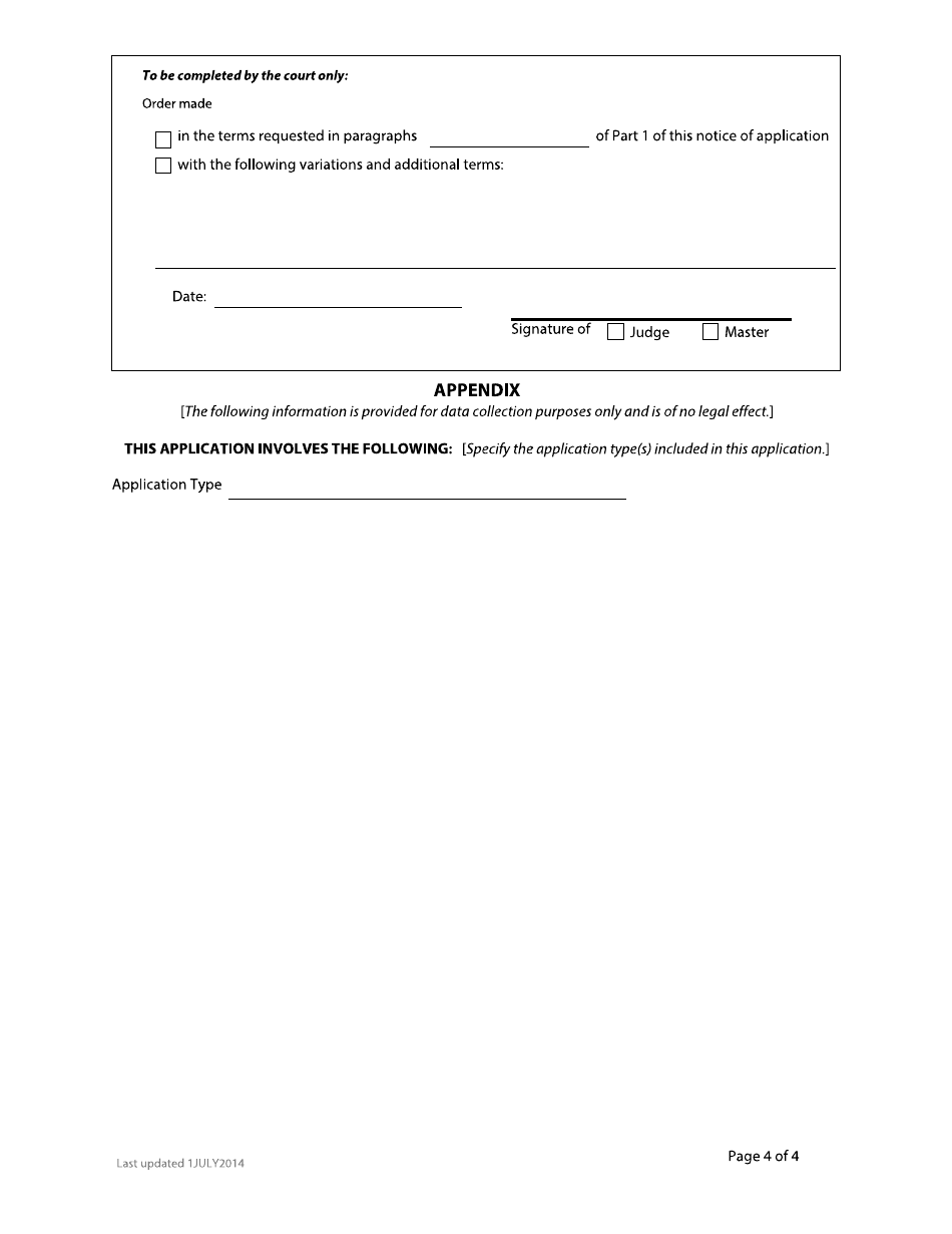 Form F31 Notice of Application - British Columbia, Canada, Page 4
