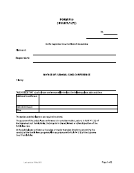 Form F19 Notice of Judicial Case Conference - British Columbia, Canada