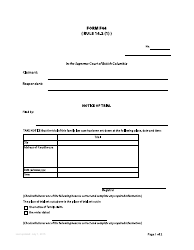 Form F44 Notice of Trial - British Columbia, Canada