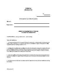 Form F25 Order for Examination of Persons Outside the Jurisdiction - British Columbia, Canada