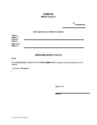 Document preview: Form F34 Order Made Without Notice - British Columbia, Canada