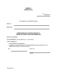 Document preview: Form F27 Order for Issue of a Letter of Request to Judicial Authority of Another Jurisdiction - British Columbia, Canada