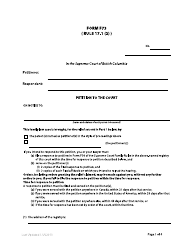 Form F73 Petition to the Court - British Columbia, Canada