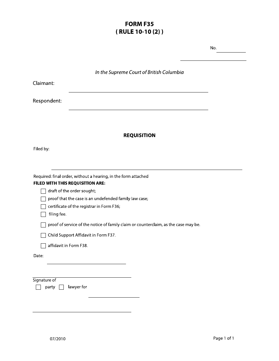 Form F35 - Fill Out, Sign Online and Download Fillable PDF, British ...