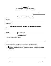 Form F29 Requisition for Consent Order or for Order Without Notice - British Columbia, Canada