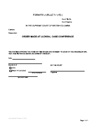 Document preview: Form F51.1 Order Made at Judicial Case Conference - British Columbia, Canada