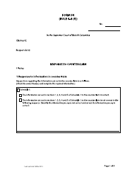 Document preview: Form F6 Response to Counterclaim - British Columbia, Canada