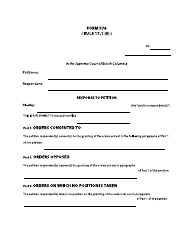 Form F74 Response to Petition - British Columbia, Canada