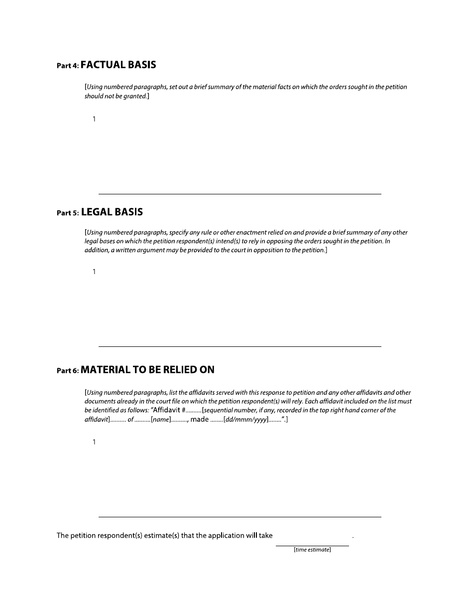 Form F74 Response to Petition - British Columbia, Canada, Page 2