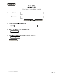 Document preview: Form F54.2 Restraining Order - British Columbia, Canada