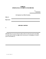 Document preview: Form F23 Subpoena to Witness - British Columbia, Canada