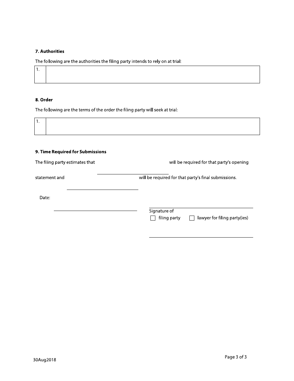 Form F45 Trial Brief - British Columbia, Canada, Page 3