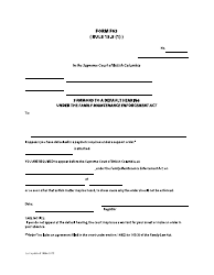 Form F63 &quot;Summons to a Default Hearing Under the Family Maintenance Enforcement Act&quot; - British Columbia, Canada