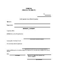 Document preview: Form F92 Warrant - Contempt - British Columbia, Canada