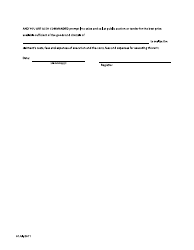 Form F60 Writ of Delivery - British Columbia, Canada, Page 2