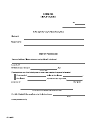 Document preview: Form F59 Writ of Possession - British Columbia, Canada