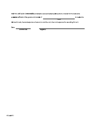 Form F59 Writ of Possession - British Columbia, Canada, Page 2