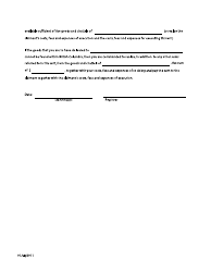 Form F61 Writ of Delivery or Assessed Value - British Columbia, Canada, Page 2