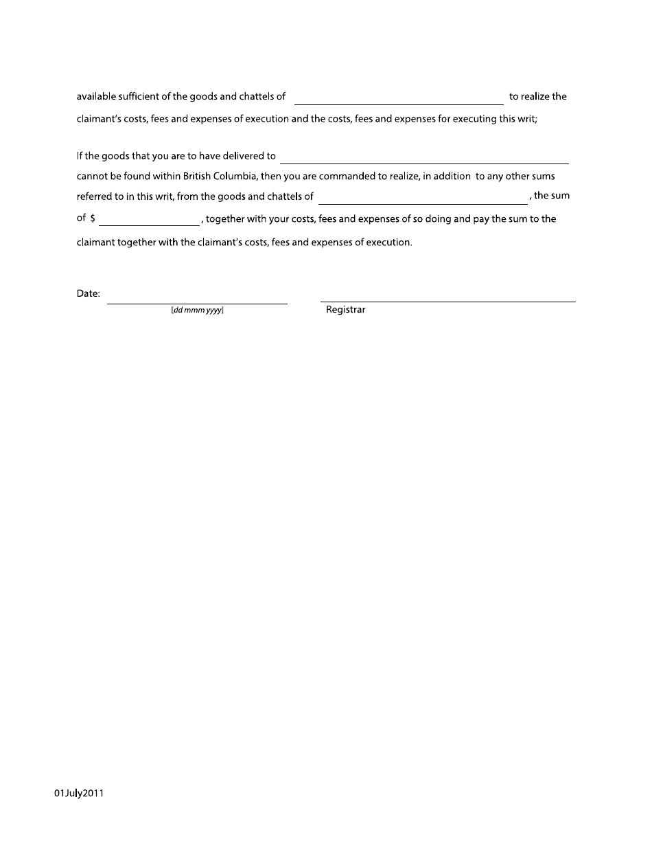 Form F61 Download Fillable PDF or Fill Online Writ of Delivery or ...