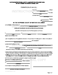 Form P8 Affidavit in Support of Application for Estate Grant - British Columbia, Canada