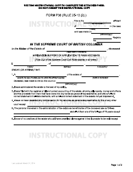 Form P38 Affidavit in Support of Application to Pass Accounts - British Columbia, Canada