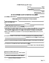 Form P38 Affidavit in Support of Application to Pass Accounts - British Columbia, Canada, Page 3