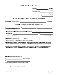Form P24 Affidavit in Support of Application for Resealing - British Columbia, Canada, Page 3