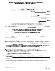 Form P6 Affidavit of Applicant for Ancillary Grant of Probate or Ancillary Grant of Administration With Will Annexed - British Columbia, Canada
