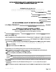 Form P3 &quot;Affidavit of Applicant for Grant of Probate or Grant of Administration With Will Annexed (Short Form)&quot; - British Columbia, Canada