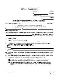 Form P3 Affidavit of Applicant for Grant of Probate or Grant of Administration With Will Annexed (Short Form) - British Columbia, Canada, Page 4