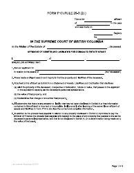 Form P10 Affidavit of Assets and Liabilities for Domiciled Estate Grant - British Columbia, Canada, Page 4