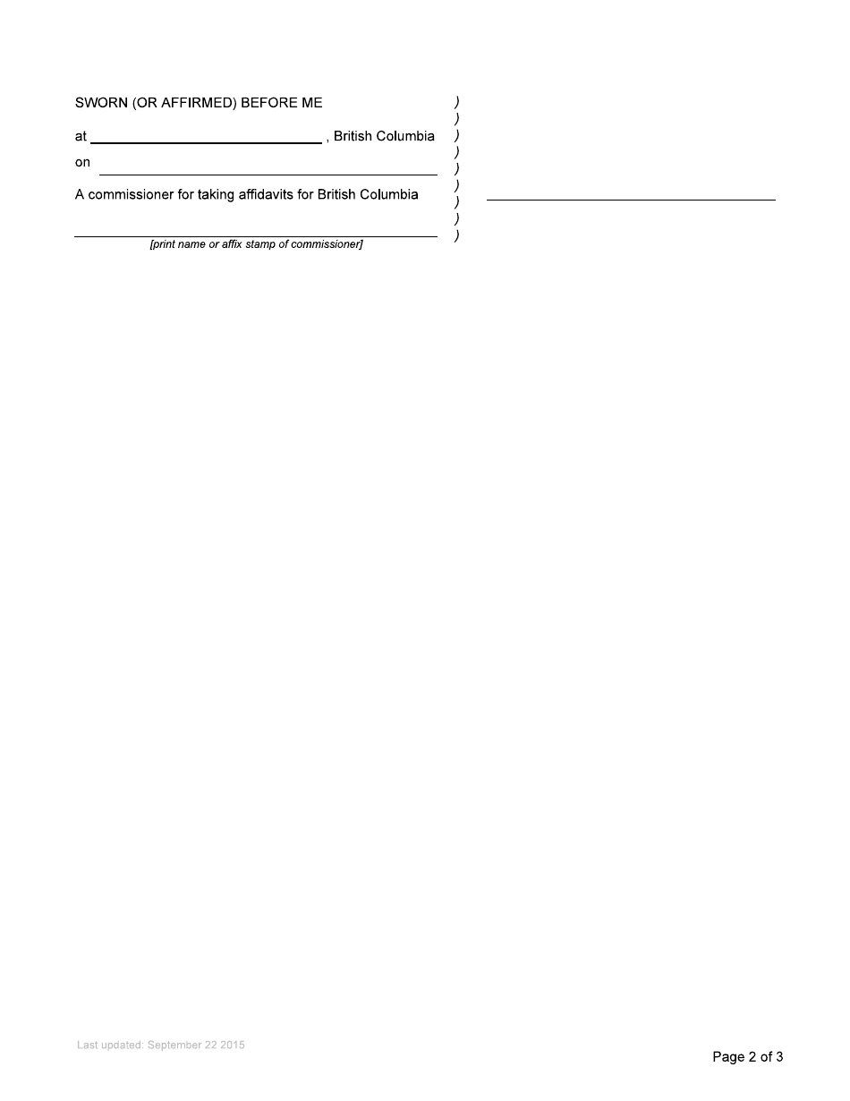 Form P10 Affidavit of Assets and Liabilities for Domiciled Estate Grant - British Columbia, Canada, Page 5