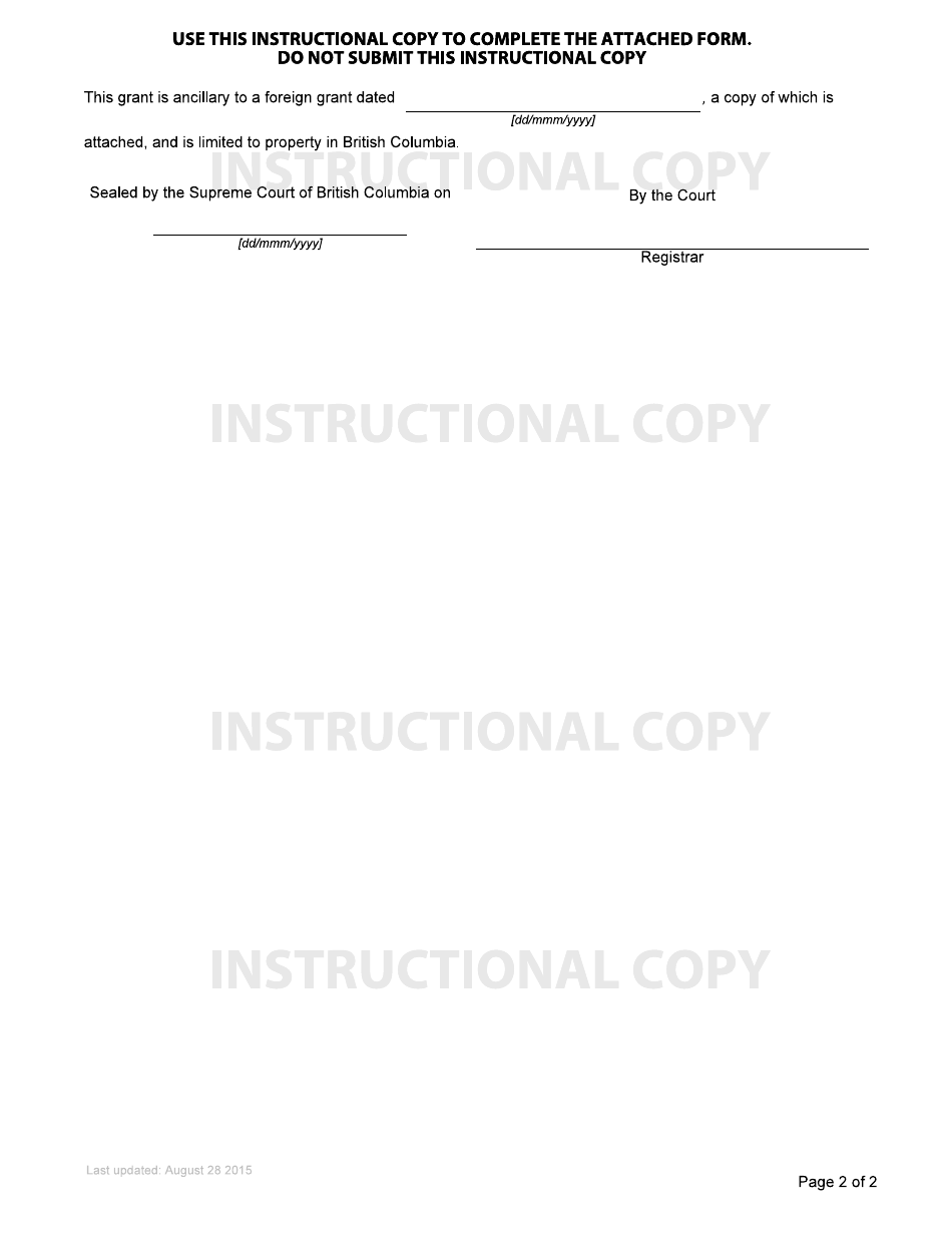 Form P19 Estate Grant - British Columbia, Canada, Page 2