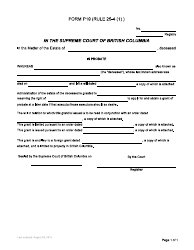 Form P19 Estate Grant - British Columbia, Canada, Page 3