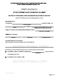Form P1 Notice of Proposed Application in Relation to Estate - British Columbia, Canada