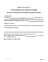 Form P1 Notice of Proposed Application in Relation to Estate - British Columbia, Canada, Page 4