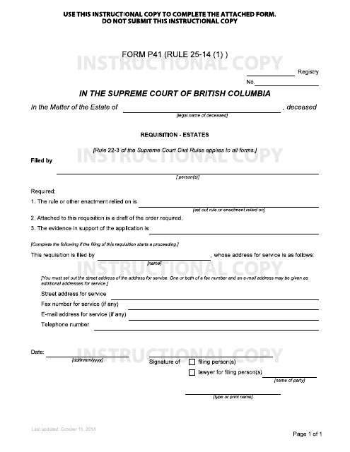 Form P41  Printable Pdf