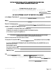 Form P35 Requisition for Subpoena - British Columbia, Canada