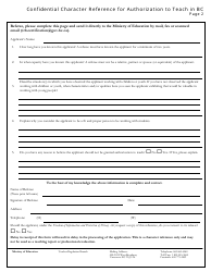 Confidential Character Reference for Authorization to Teach in British Columbia - British Columbia, Canada, Page 2