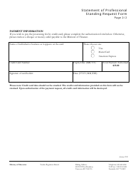 Statement of Professional Standing Request Form - British Columbia, Canada, Page 2