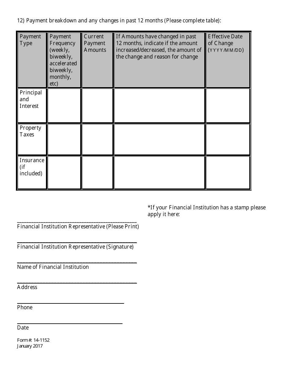 Form 14-1152 Mortgage Verification Statement - Newfoundland and Labrador, Canada, Page 2