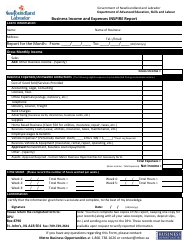 Form 14-1151 &quot;Business Income and Expenses Inspire Report&quot; - Newfoundland and Labrador, Canada